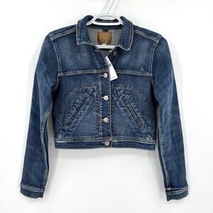 American Eagle Jacket Womens Small Blue Distressed Denim Cropped Denim